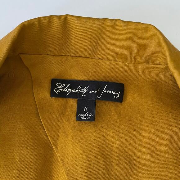 Elizabeth And James Yellow Linen Blend Blazer Women's Size 6 - Picture 7 of 13